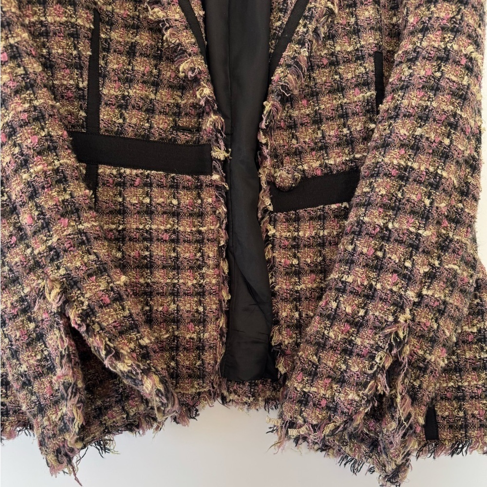 Bisou Bisou Tweet Blazer jacket Michele Bohbot multi colored fringe - Picture 6 of 9